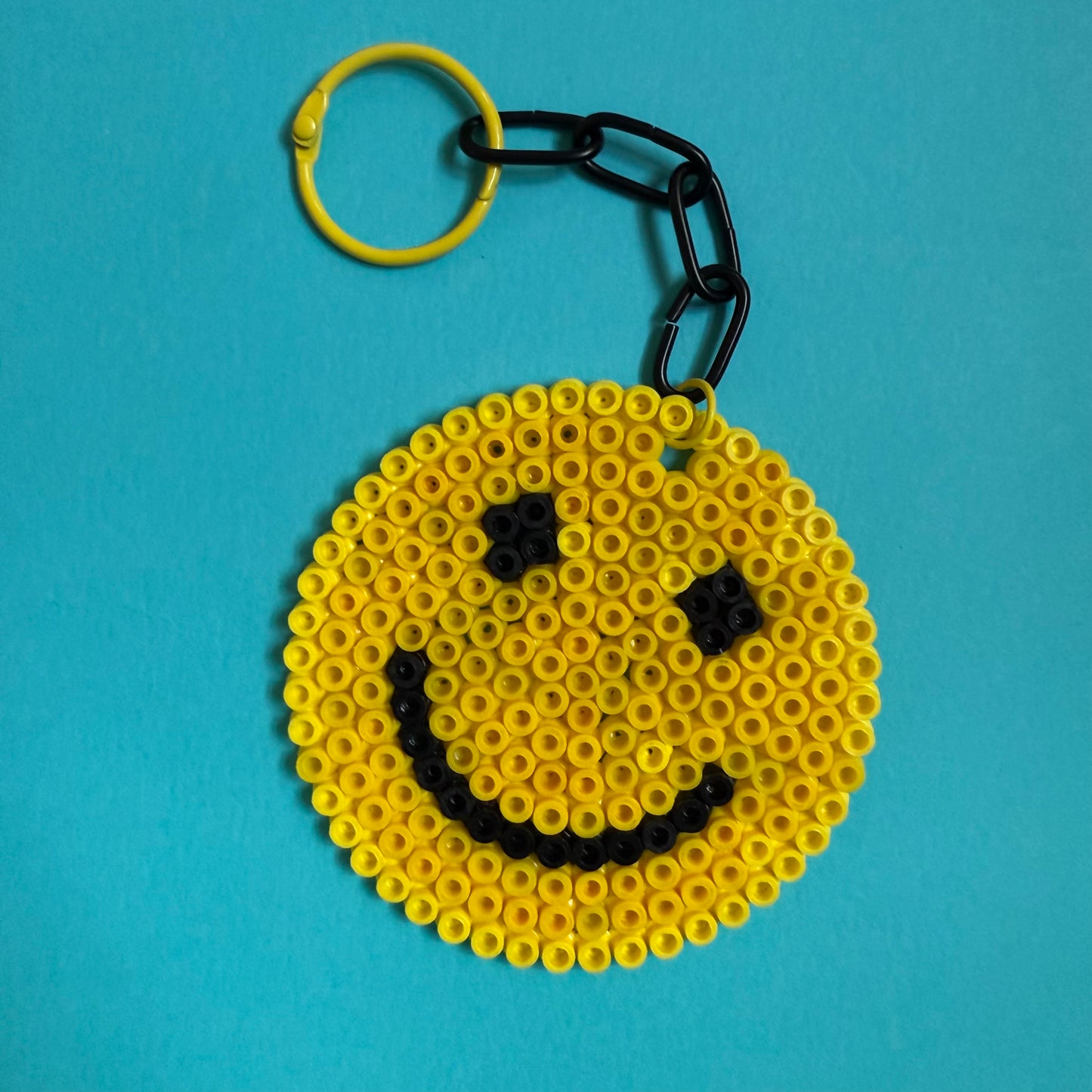 Hama bead smiley keyring