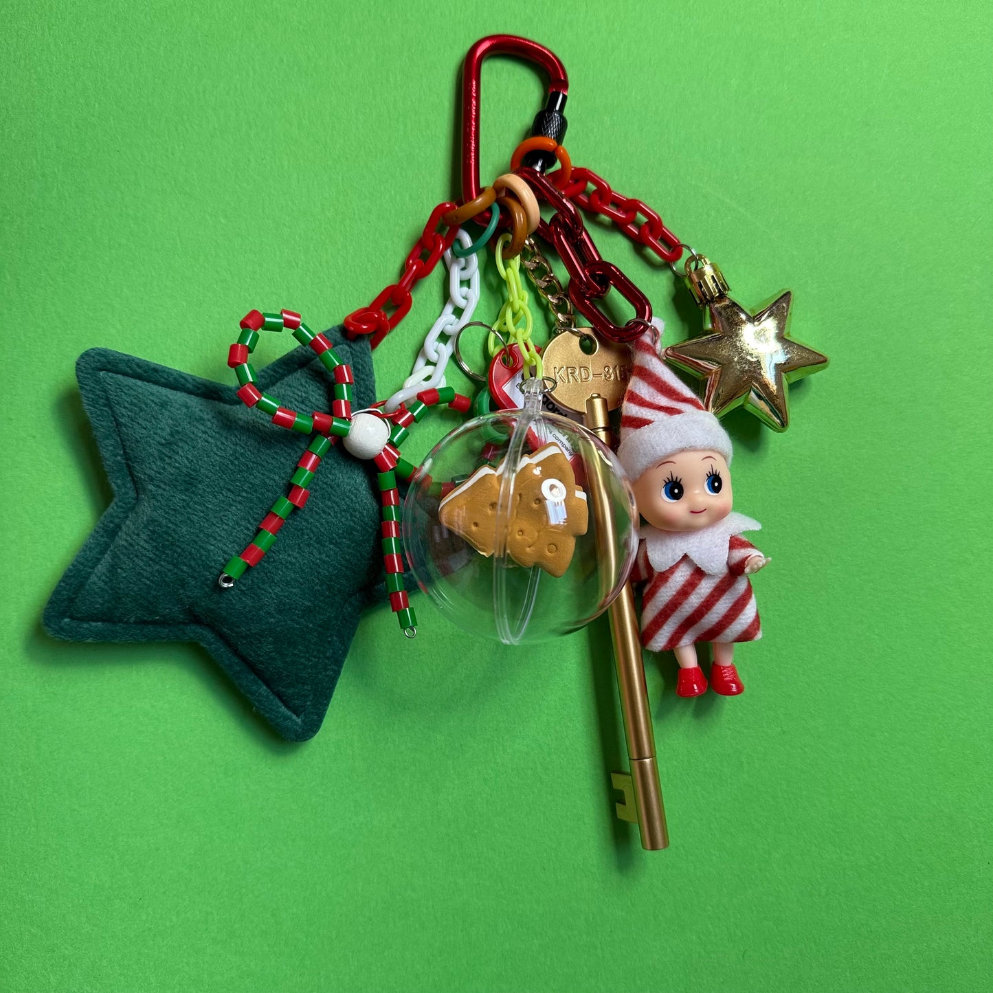 Bag charm and keyring christmas pixie gold pen