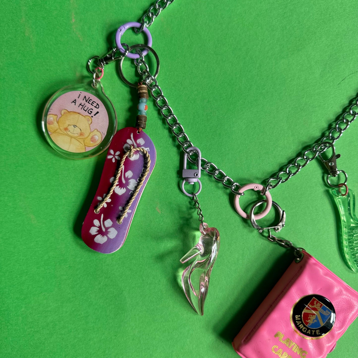 Long charm necklace 90s pink