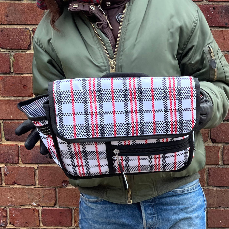 Cycling bag tartan handlebar bag ghana must go