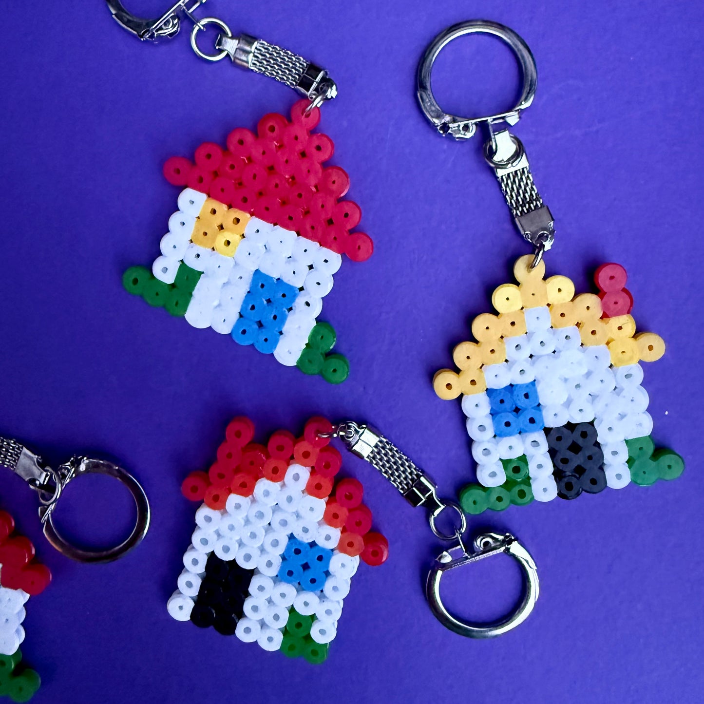 Hama bead cottage keyring