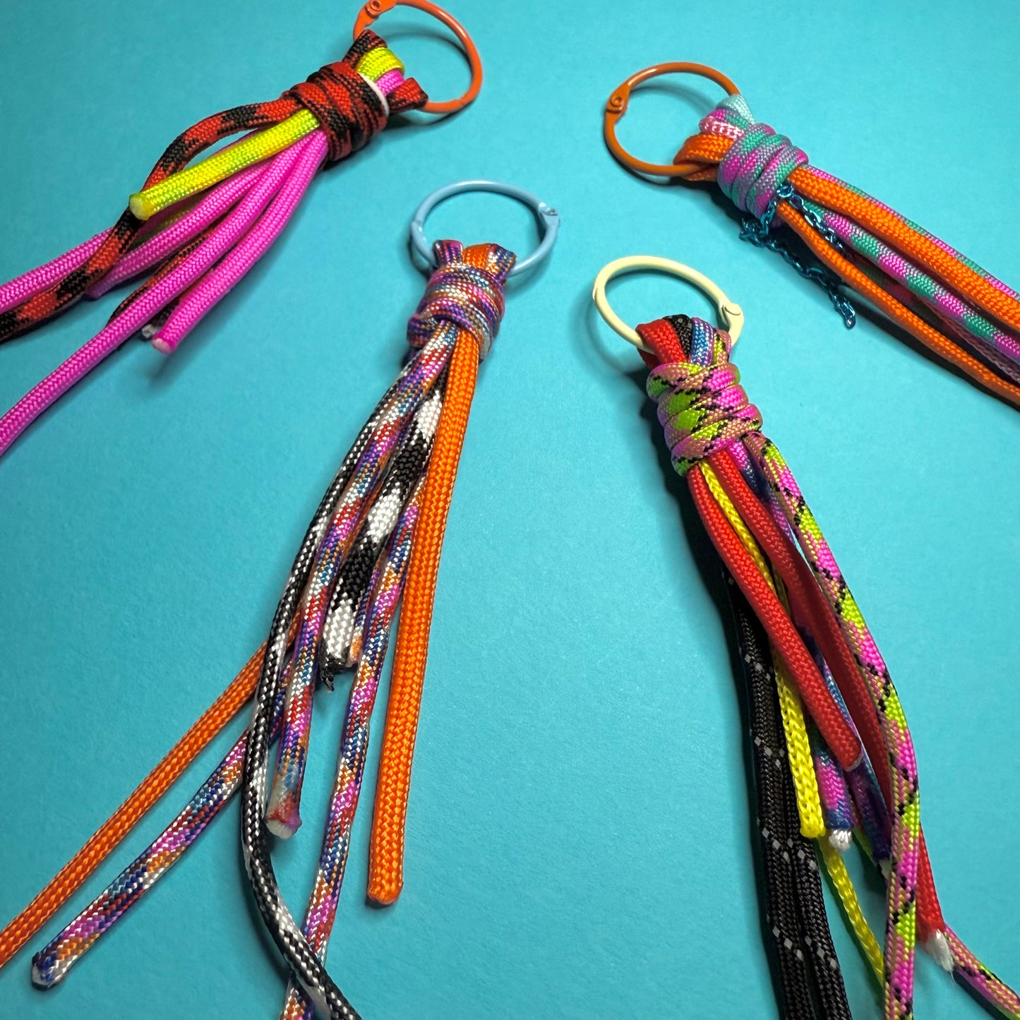 Multi cord hanging paracord charm and keyring