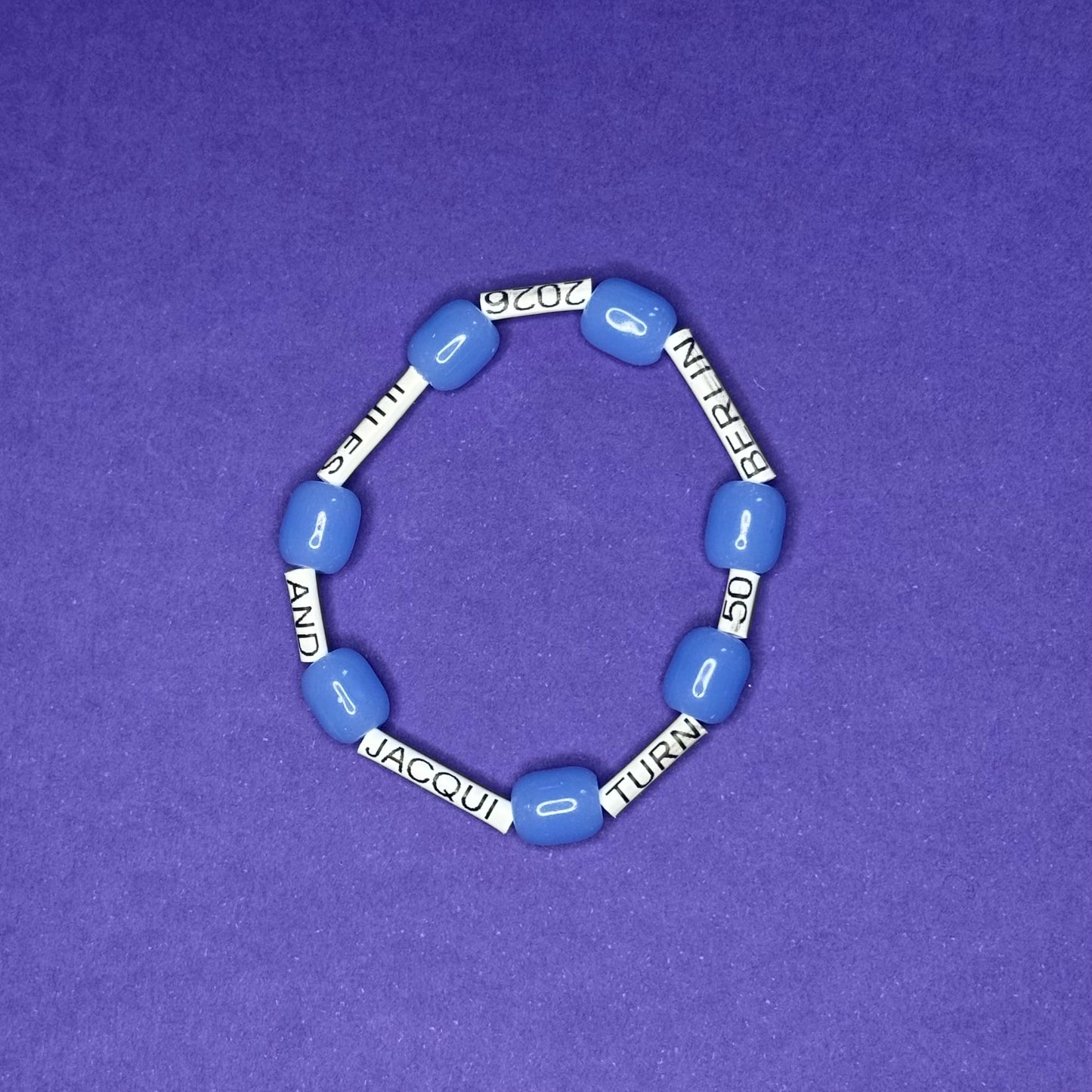 Personalised message glass bead bracelet