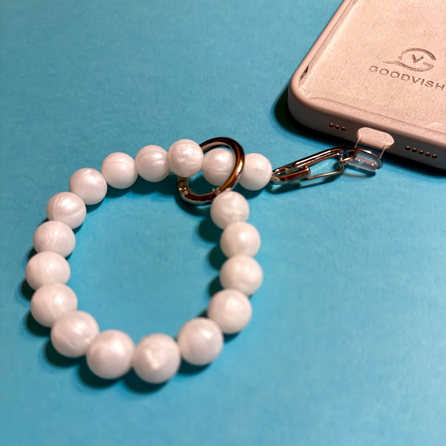 Silicone pearl phone wrist strap lanyard