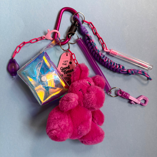 Bag charm and keyring pink purple