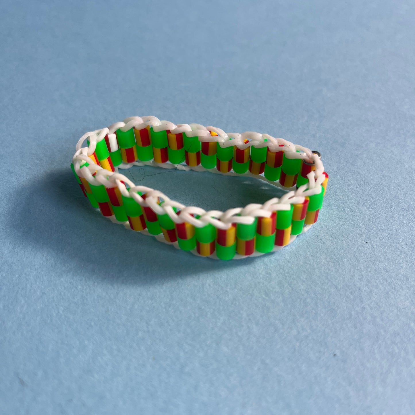 Hama bead elastic wristband green red Clowncore