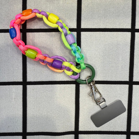 Phone wristlet strap with beads