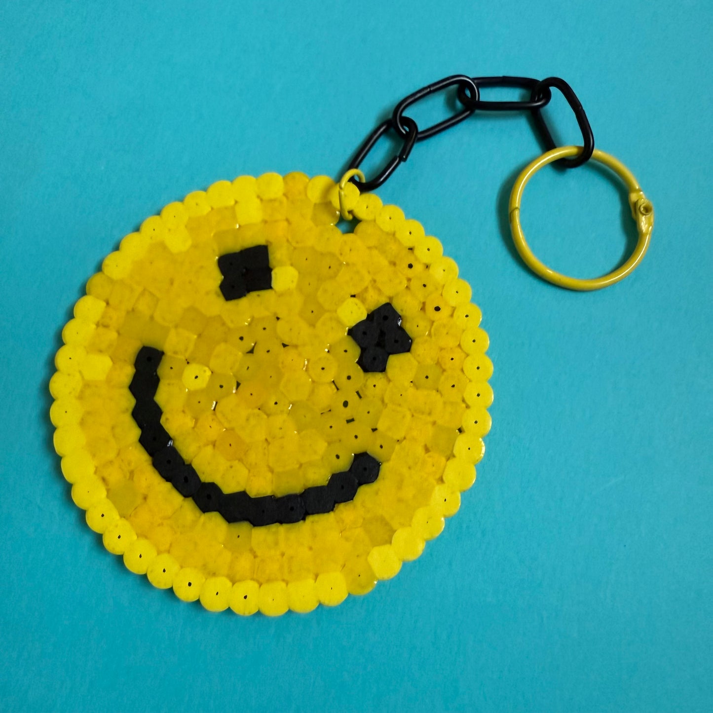 Hama bead smiley keyring