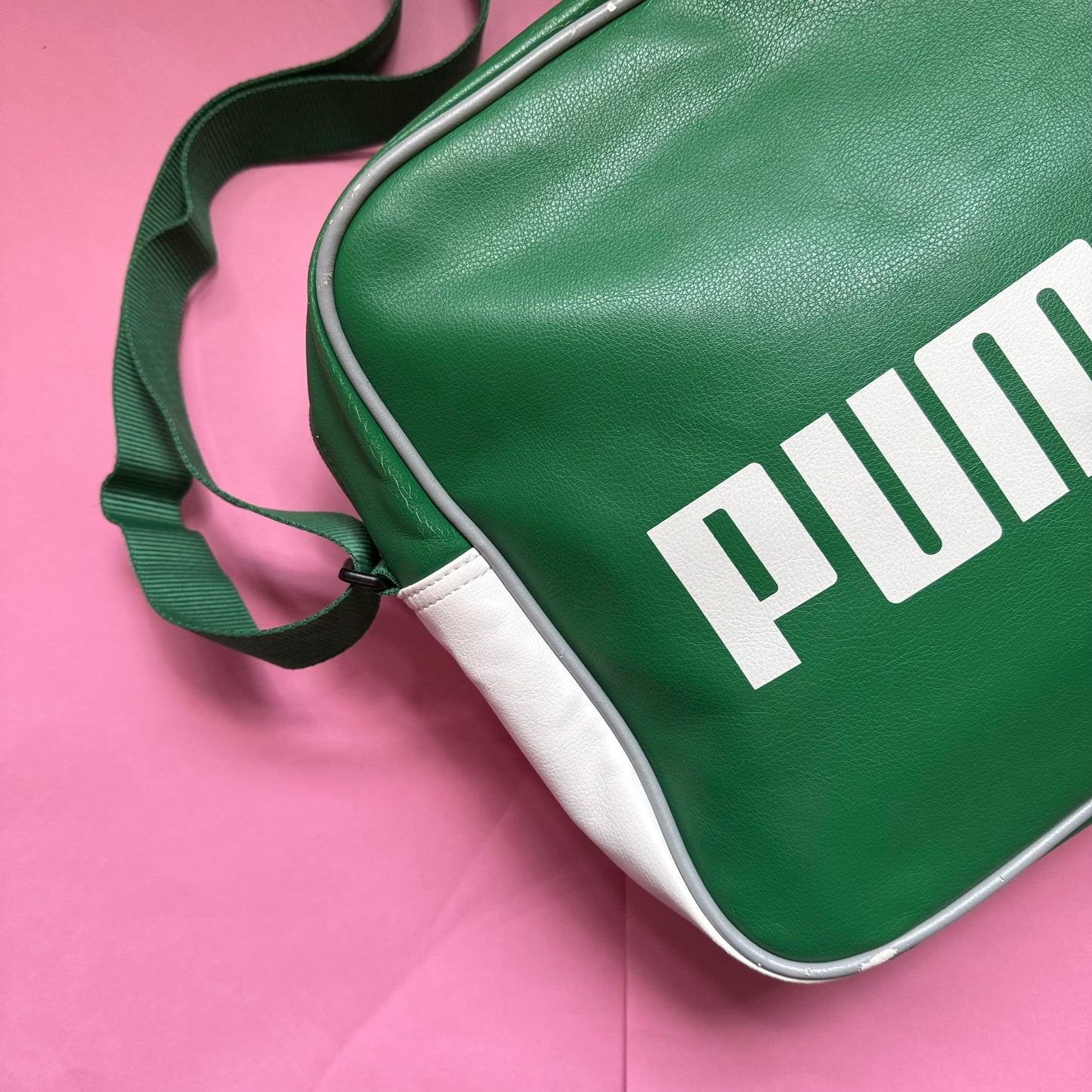 Upcycled Puma Bike Pannier messenger bag green