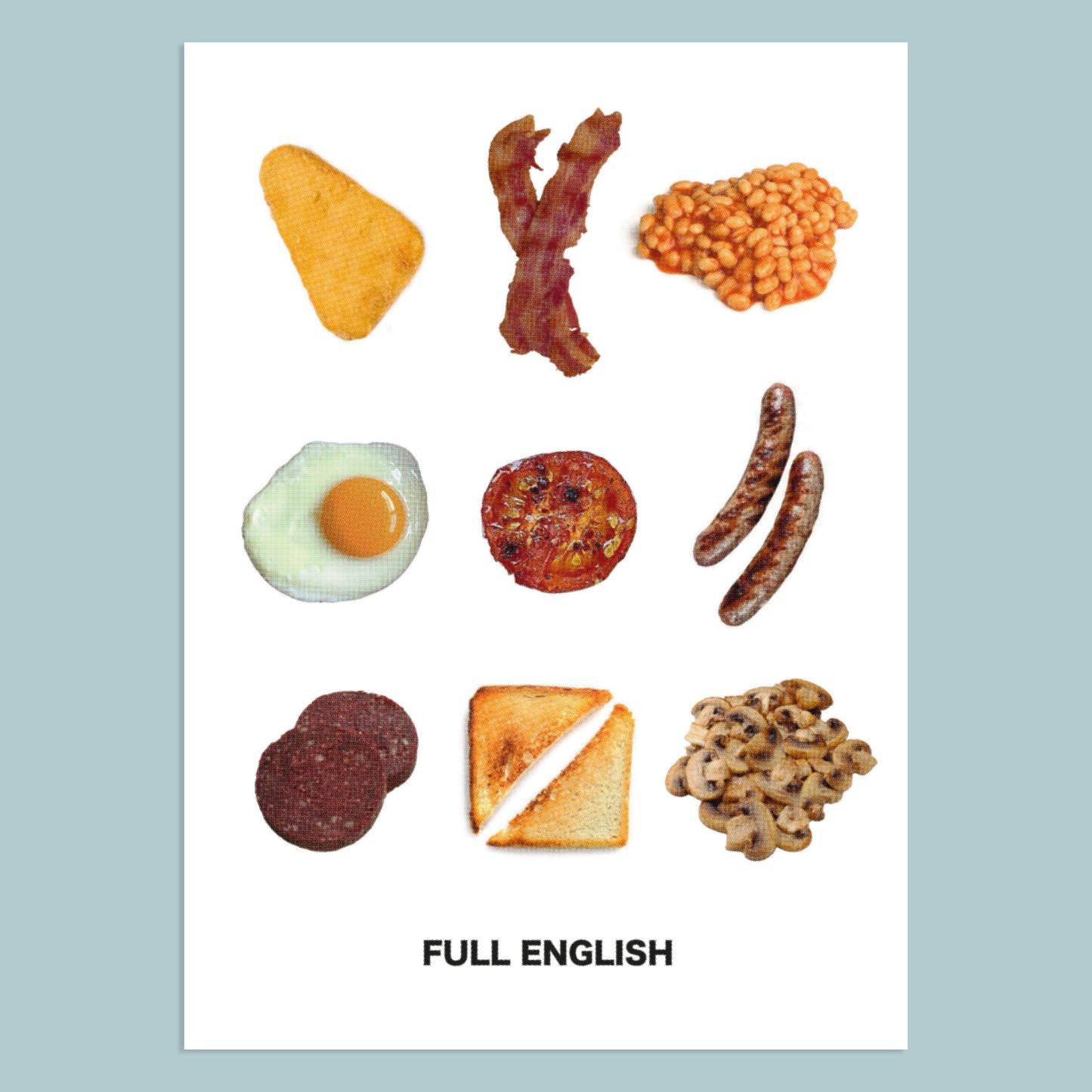 Full English breakfast on 100% recycled art paper