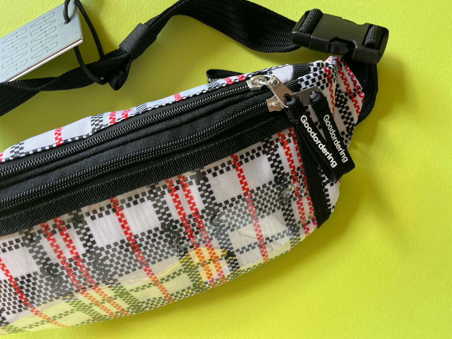 Goodordering tartan checked plaid bum bag anti-theft 