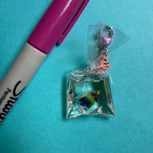 Fish in bag mini charm