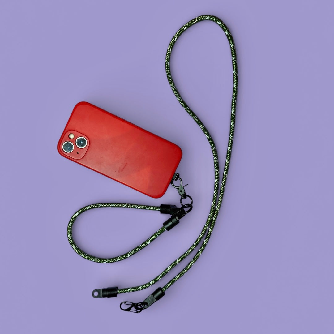 Paracord neck strap / wrist strap convertible lanyard army green