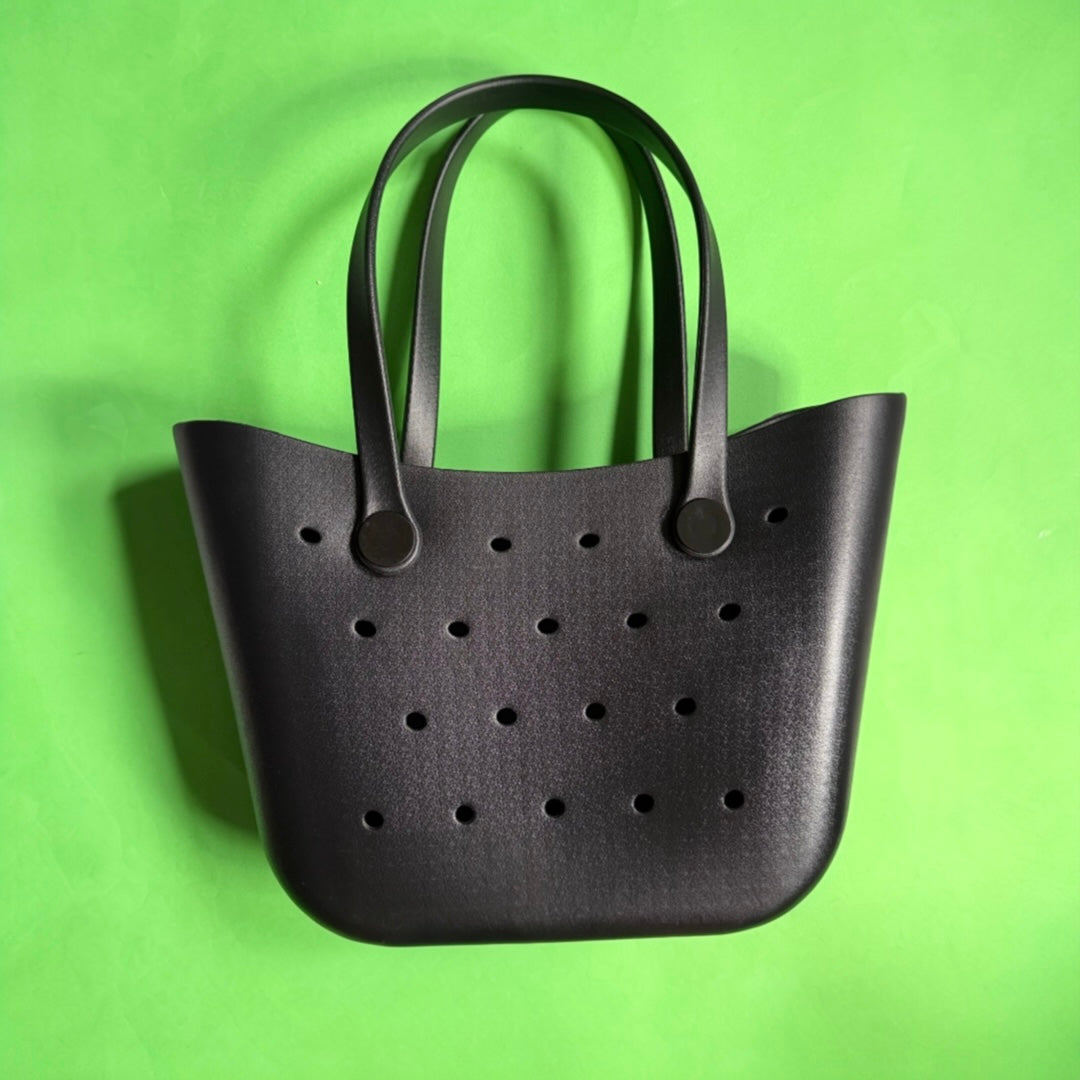 Black molded “rubber” bike basket tote bag
