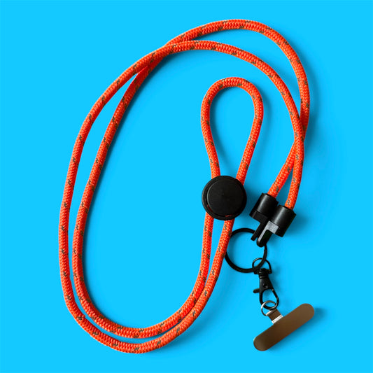 Adjustable hi-vis phone lanyard orange