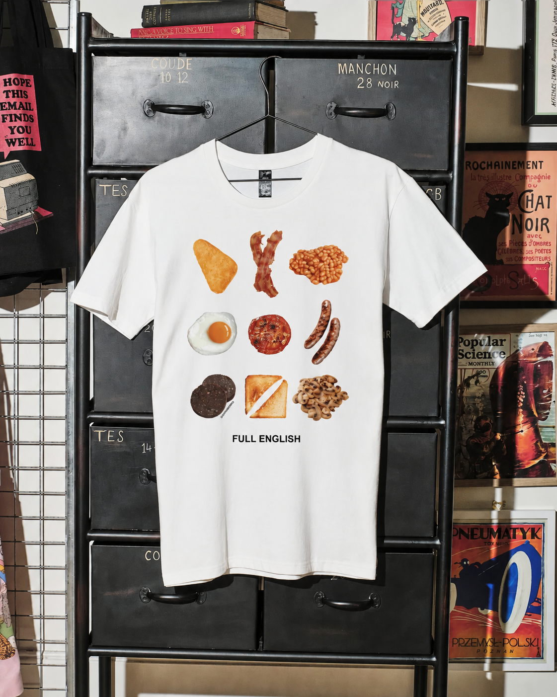 Full English T-shirt in athletic grey – British breakfast gift