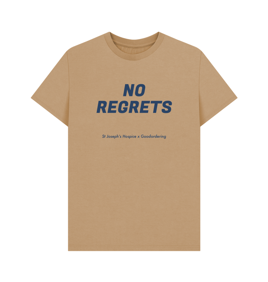 Sand St Joseph's Hospice Collaboration T-shirt No regrets Goodordering No Regrets organic cotton collaboration T-shirt in sand