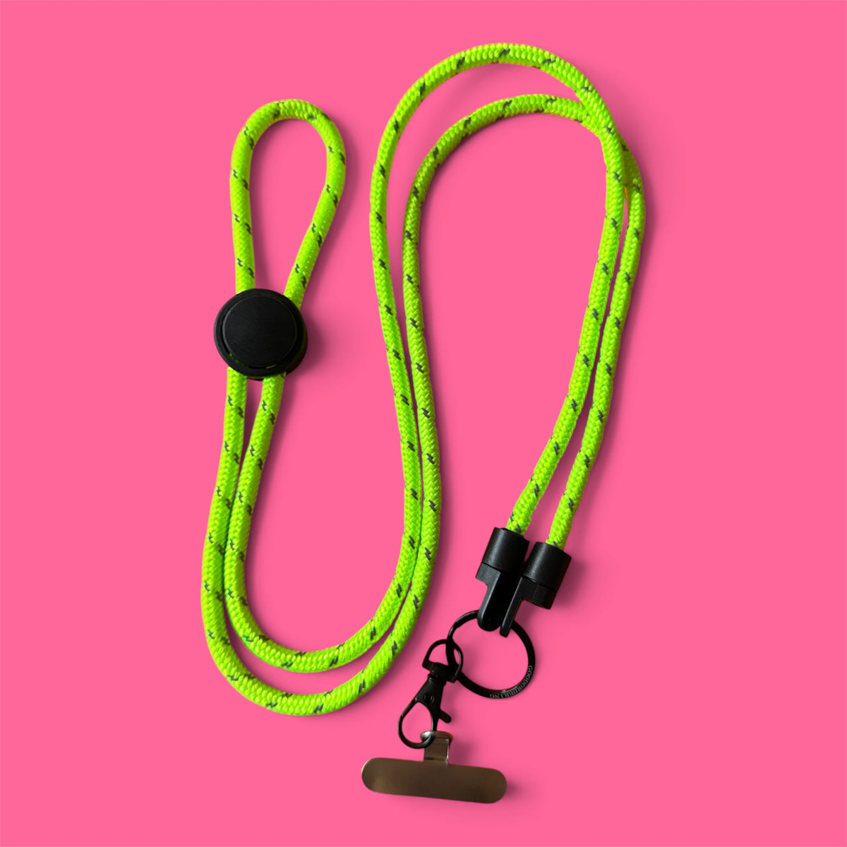 Phone neck strap adjustable lanyard neon yellow