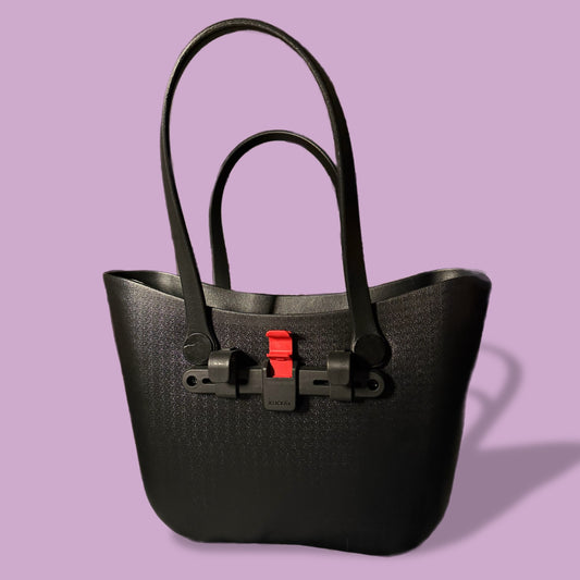 Black molded “rubber” bike basket tote bag