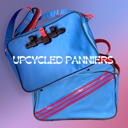 Upcycled Adidas Bike Pannier messenger bag blue