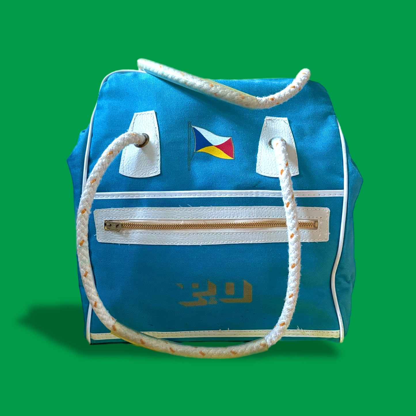 Upcycled vintahe P&O cruise Bike Pannier tote bag