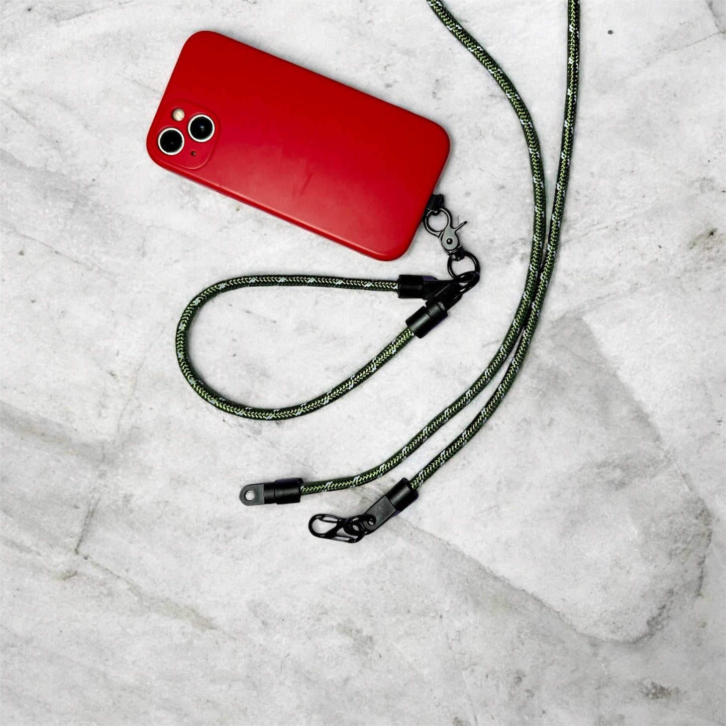 Paracord neck strap / wrist strap convertible lanyard army green