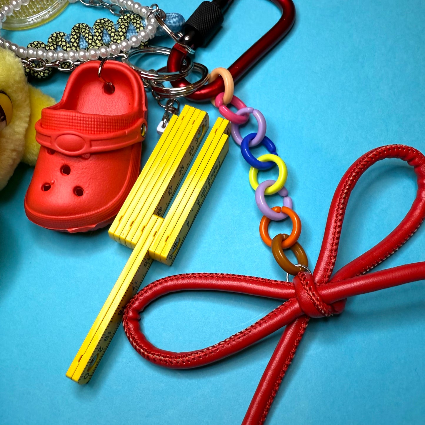 Clowncore yellow plushie bag charm