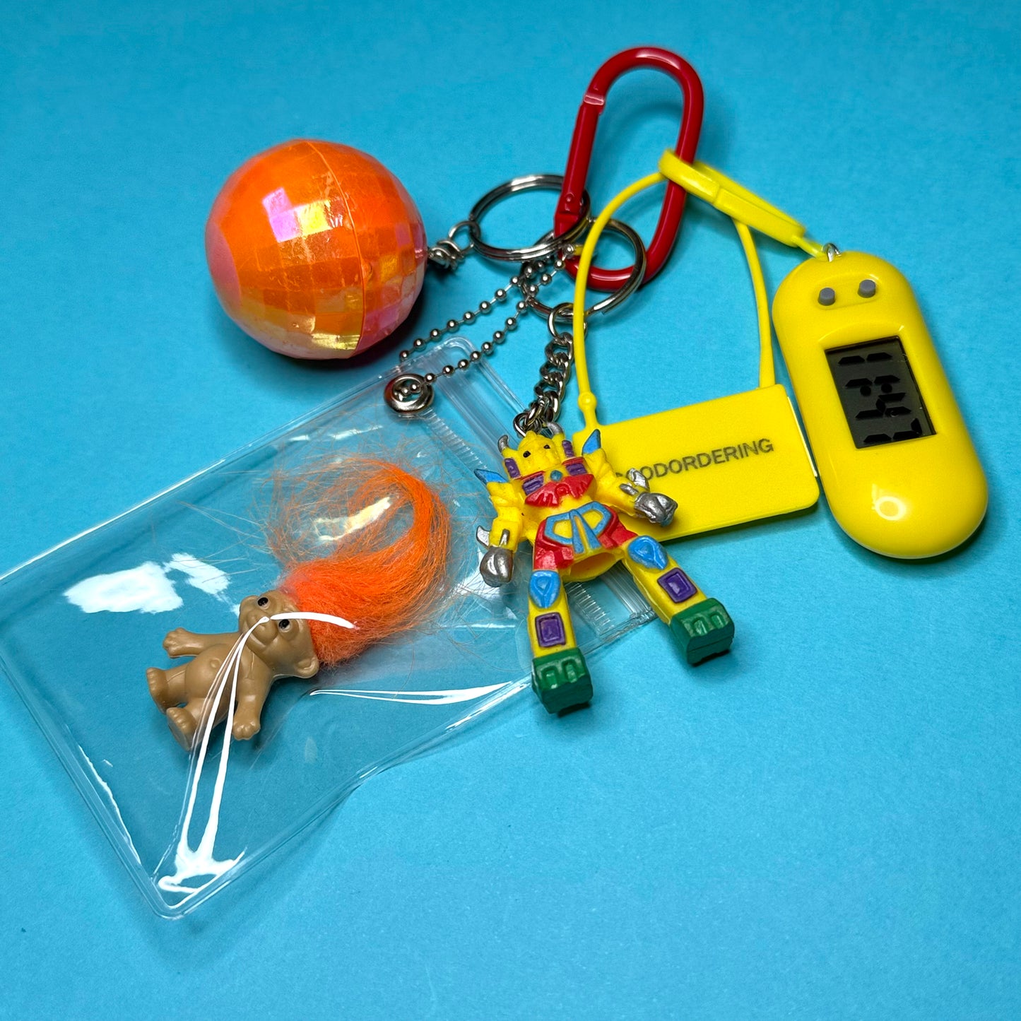 Bag charm and vintage keyring digital clock troll transformer