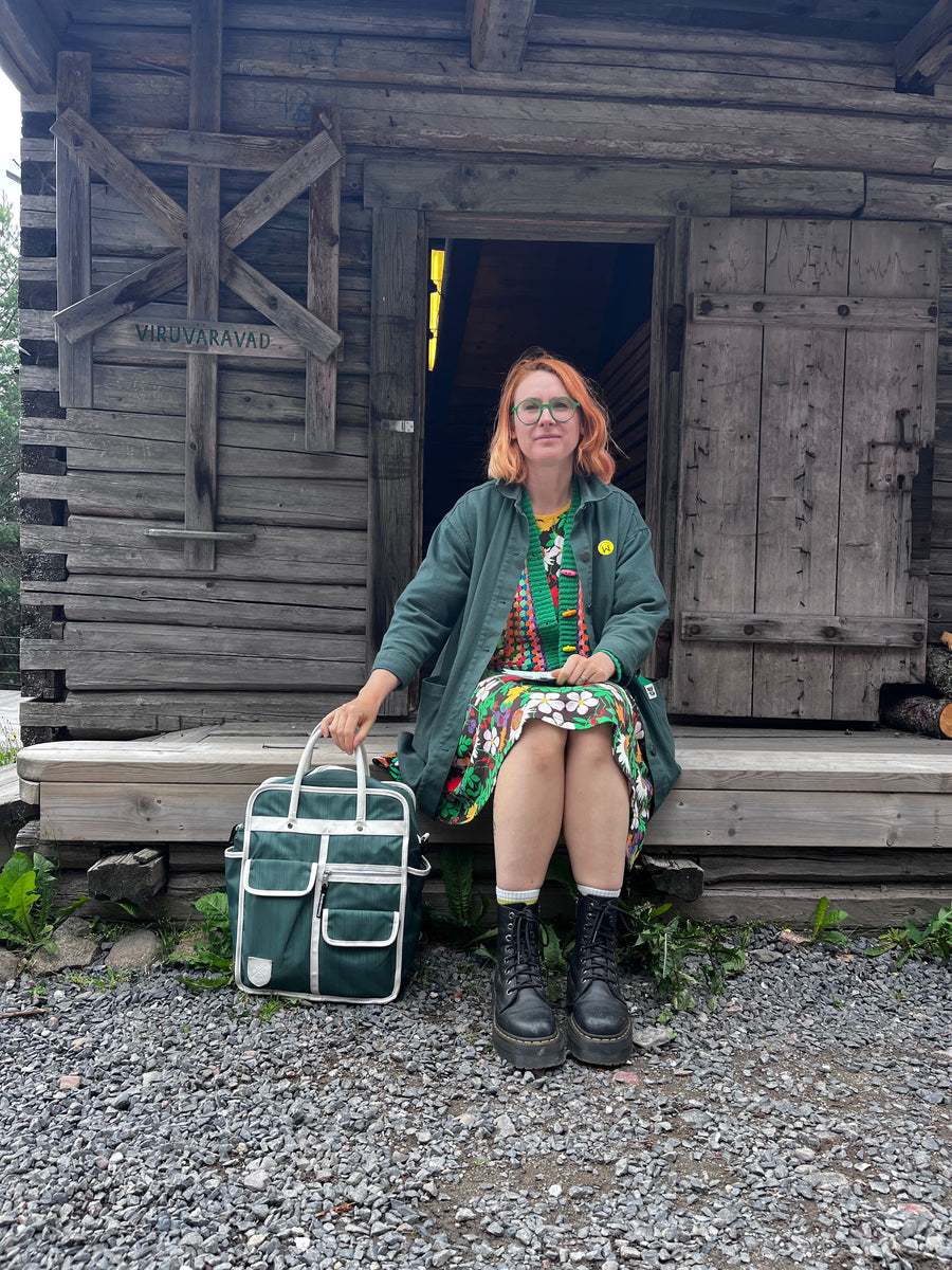 Picnic pannier green goodordering Mia in sweden Bike bag tote