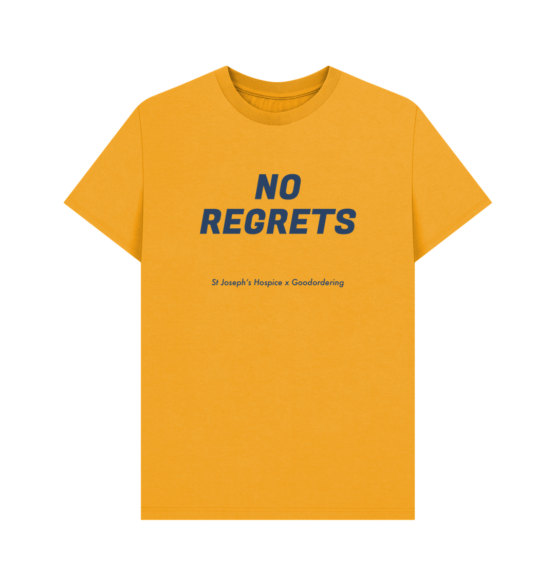 Mustard St Joseph's Hospice Collaboration T-shirt No regrets St Joseph's Hospice collaboration T-shirt in mustard yellow