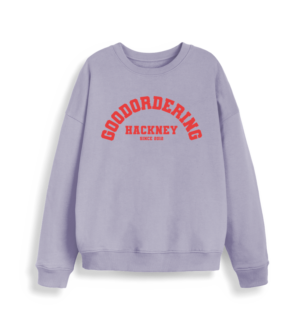 Lavender Goodordering since 2012 varsity oversized sweatshirt