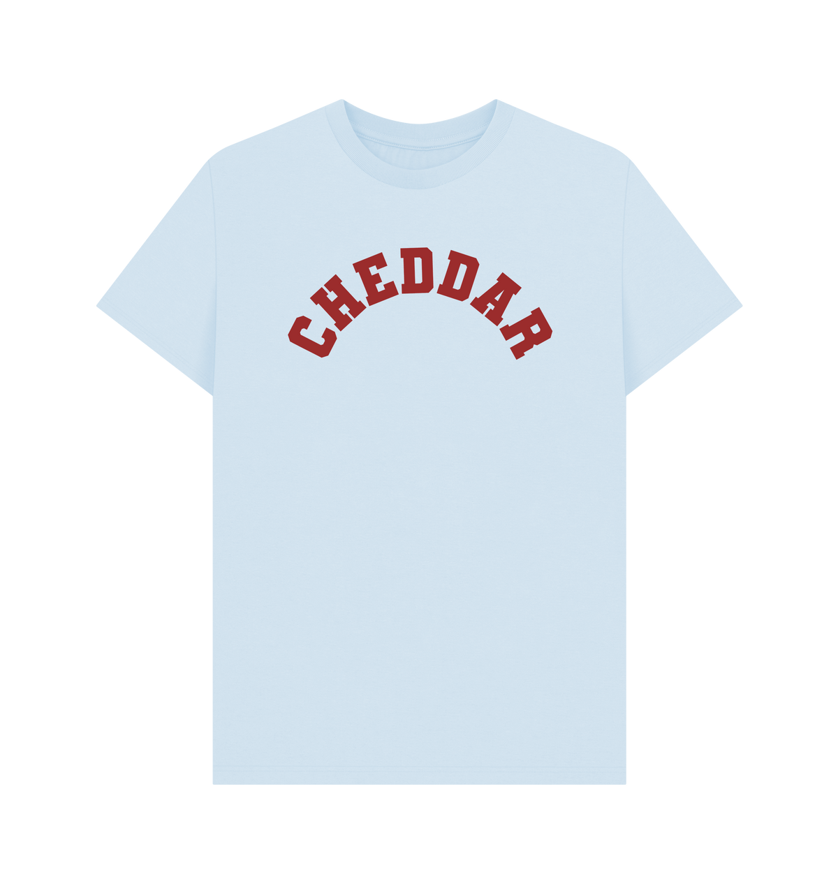 Sky Blue Printed T-shirt Front cheddar cheese varsity tshirt goodordering foodie