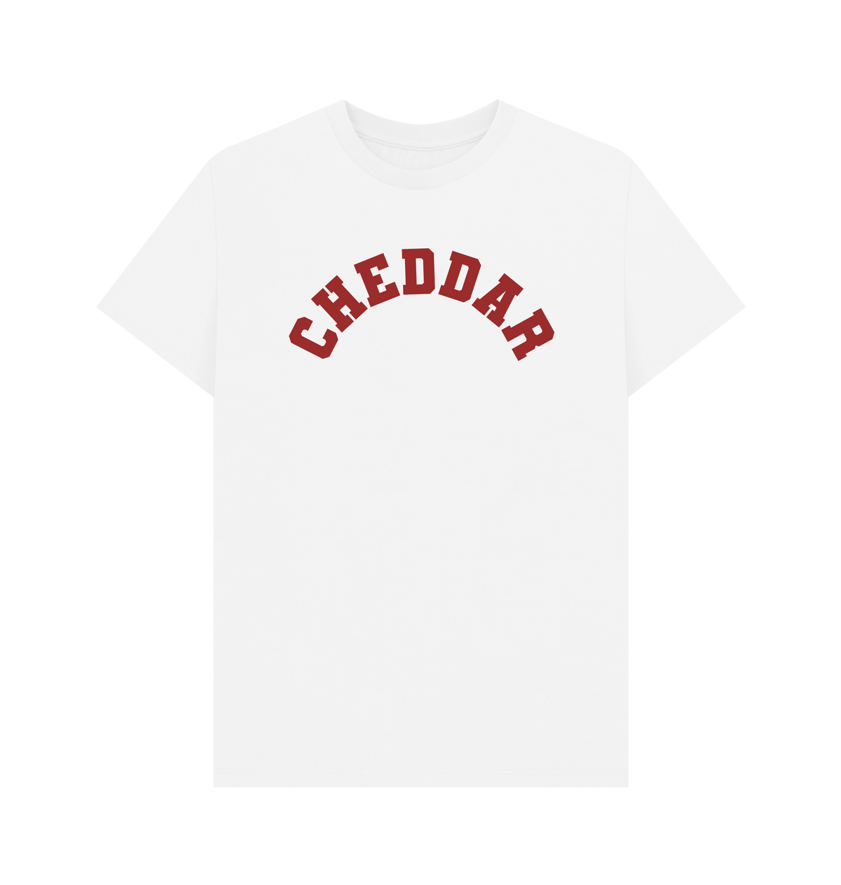 White Printed T-shirt Front cheddar cheese varsity tshirt goodordering foodie