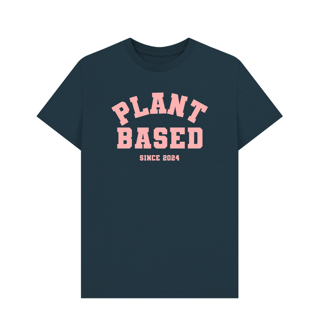 Denim Blue Plant based varsity unisex t-shirt