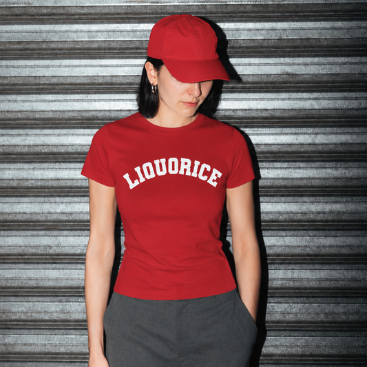 liquorice red tshirt goodordering varsity tshirt 