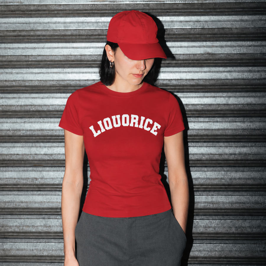 liquorice red tshirt goodordering varsity tshirt 