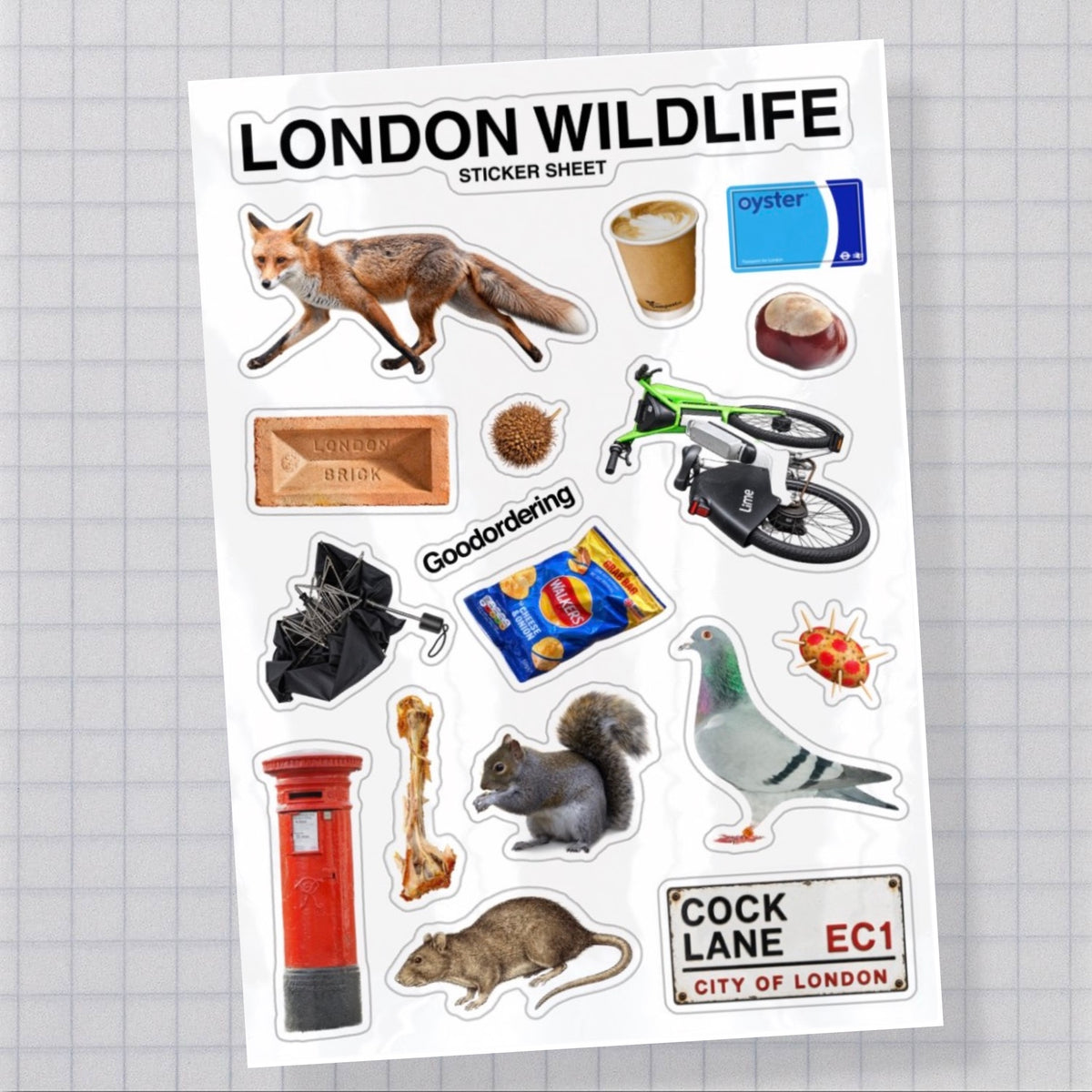london wildlife sticker souvenir sticker sheet