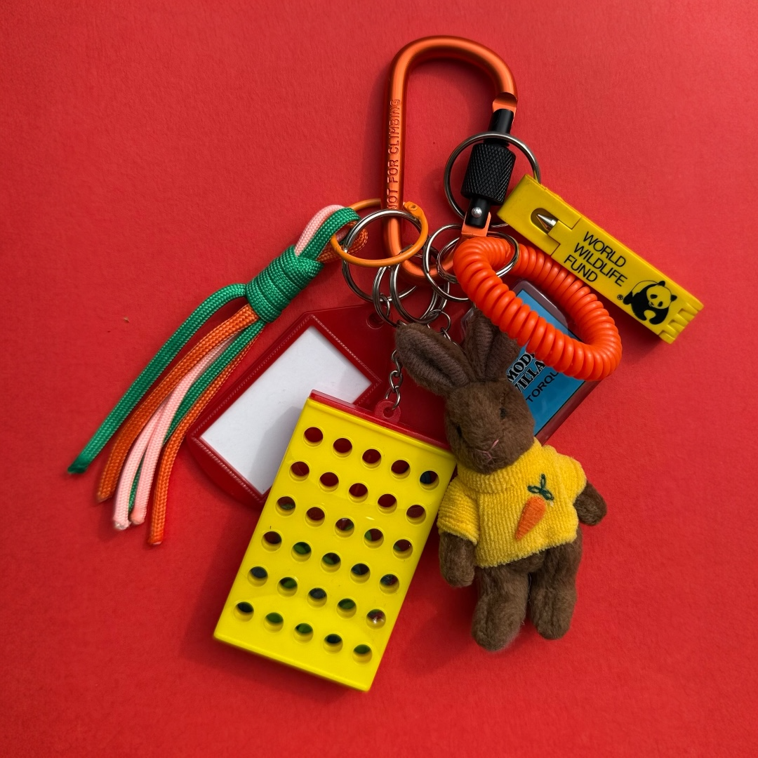 rabbit vintage keyring charm bunch with carabiner