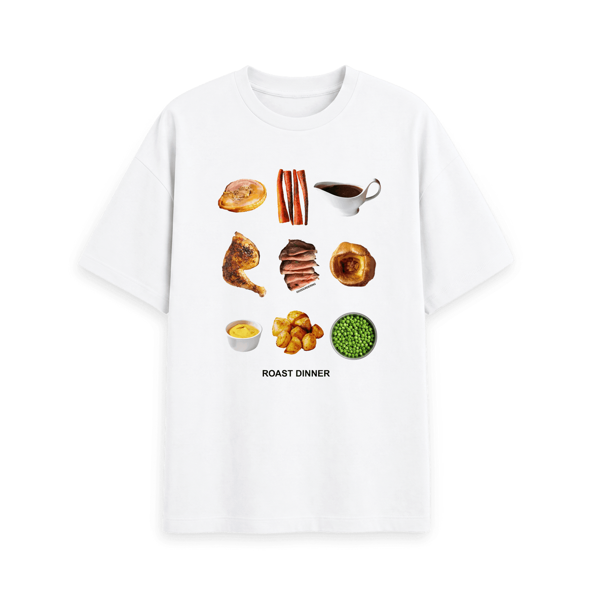 White Printed T-shirt Front roast dinner deconstructed t-shirt london souvenir goodordering white t-shirt