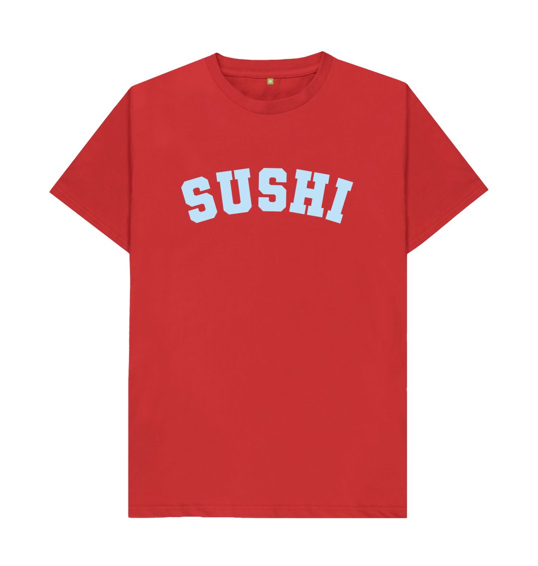 Red Sushi varsity t-shirt food tshirt cooking sushi japanese food 