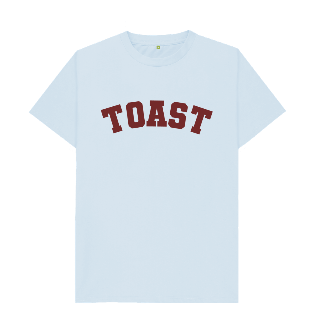 Sky Blue Toast varsity unisex t-shirt by Goodordering east london food lover gift idea 