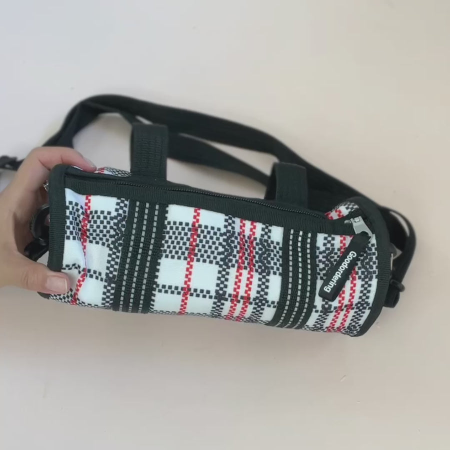 Eco Tartan tube saddle bag / shoulder bag