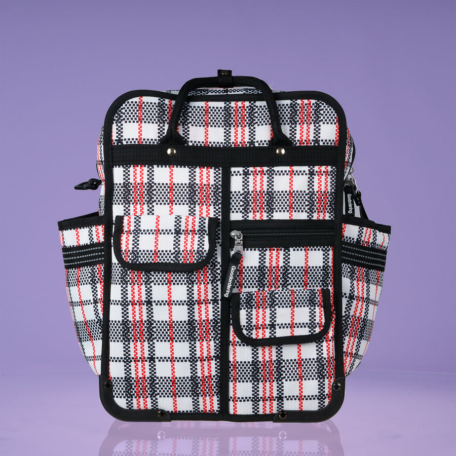 Tartan sustainable picnic pannier shoulder bag