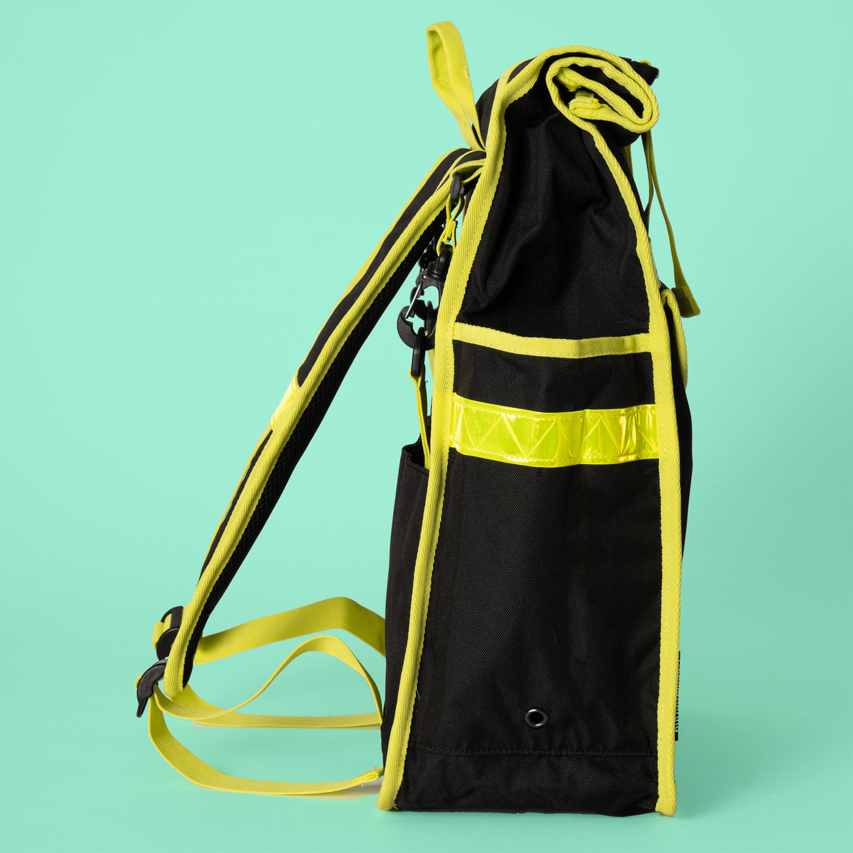 Neon rolltop backpack black pannier bike bag - Goodordering Neon black cycling pannier bag with spacious main compartment