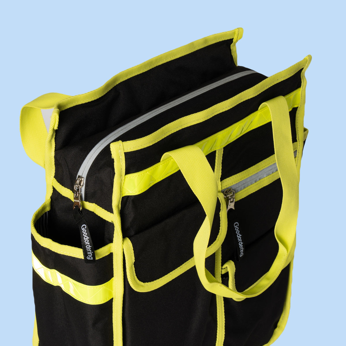 Neon market shopper pannier - Goodordering reflective and high vis details