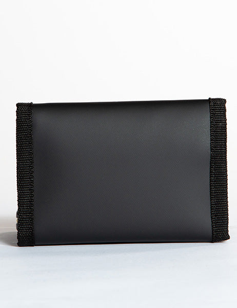 back of matt black velcro wallet with zip compartments Goodordering
